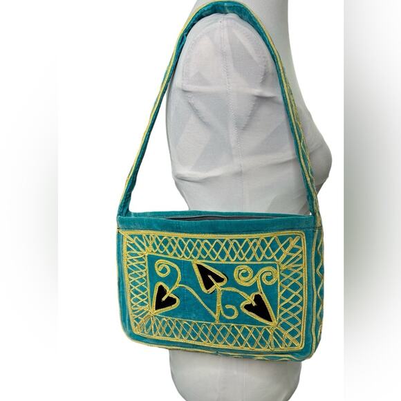 Embroidered Floral Cotton Shoulder Bag - Picture 11 of 12